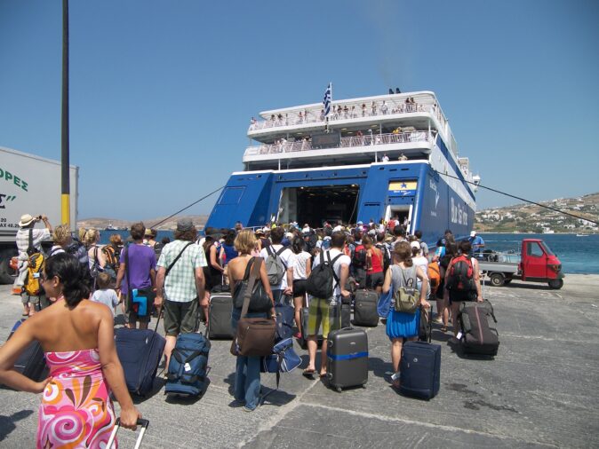 Taking a ferry in Greece Taking a ferry in Greece