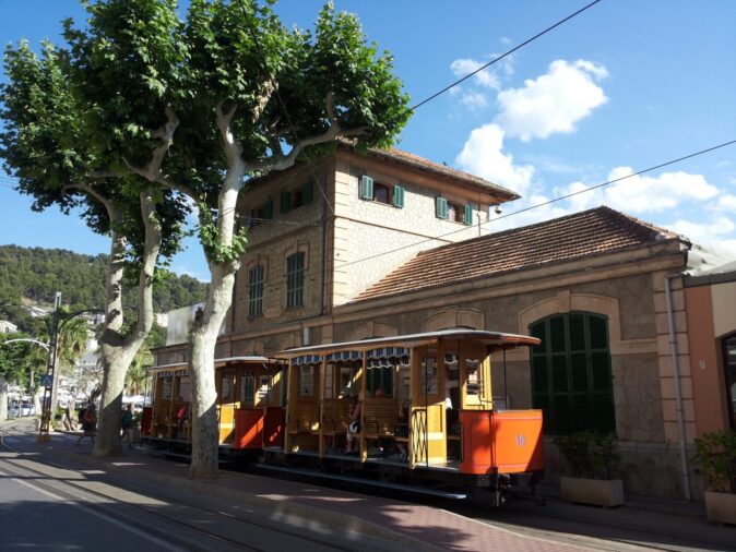 vintage tram running from Soller to the port vintage tram from Soller to Port de Soller