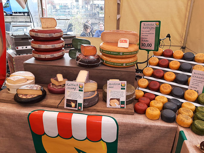A cheese stand at the Leiden market A cheese stand at the Leiden market