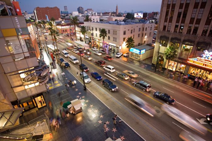 things to do in LA for the weekend: Hollywood Walk of Fame the Hollywood Walk of Fame photographed from a high angle