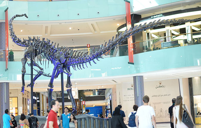 the dinosaur inside Dubai Mall the dinosaur inside Dubai Mall
