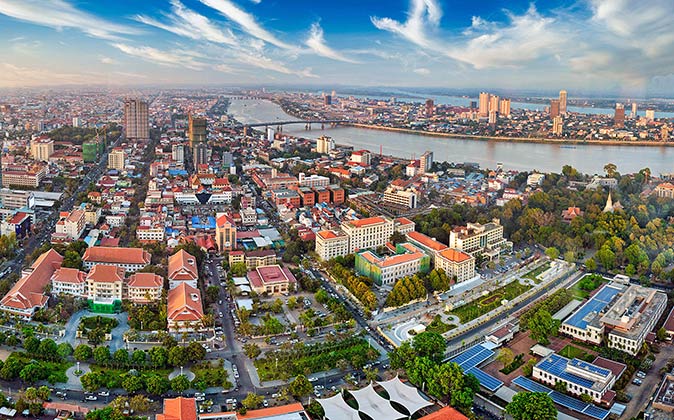 an aerial view of Phnom Penh