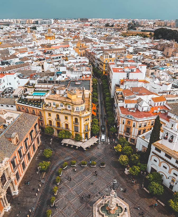 an aerial view of a central area of Madrid