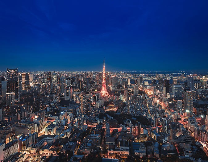 Life in Tokyo, Japan An aerial view of Tokyo by night
