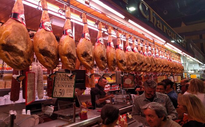 enjoying a local food moarket while living in Valencia