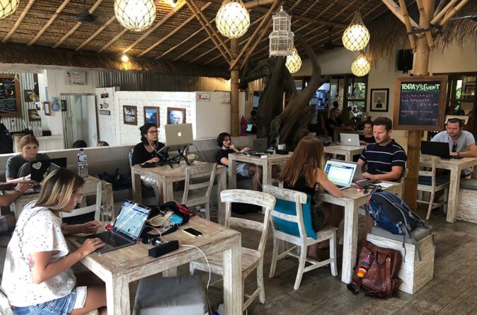 digital nomads in Bali digital nomads working from a coworking space in Bali