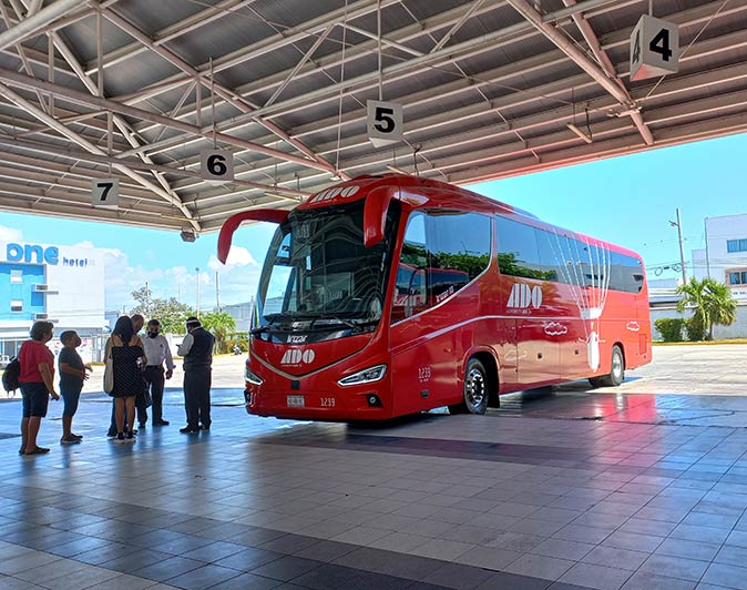 an ADO bus in Playa del Carmen