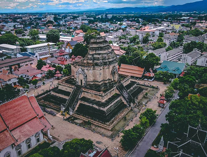 an aerial view of the center of Chiang Mai