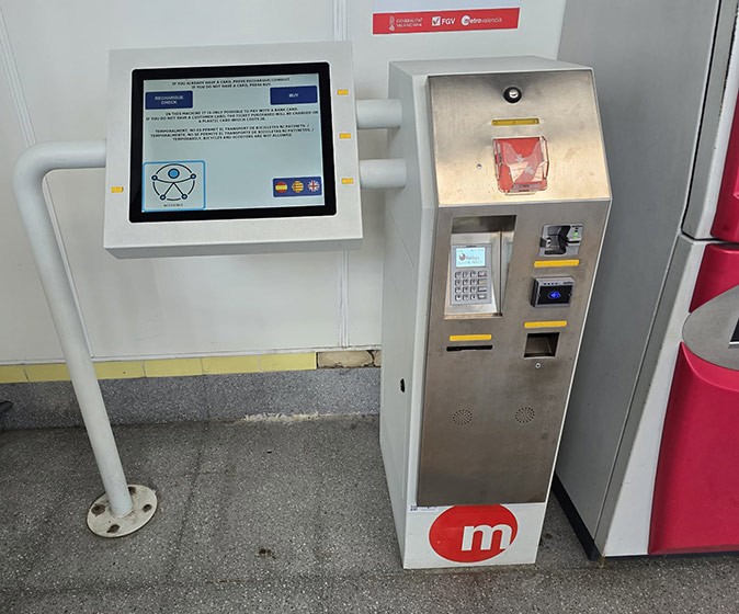 A ticket machine to buy Valencia metro tickets