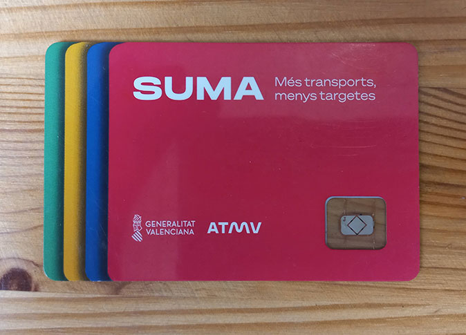 A pink plastic card used for public transport in Valencia