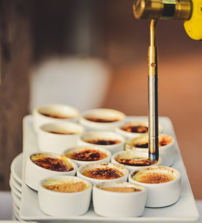 various bowls with crema catalana various bowls with crema catalana