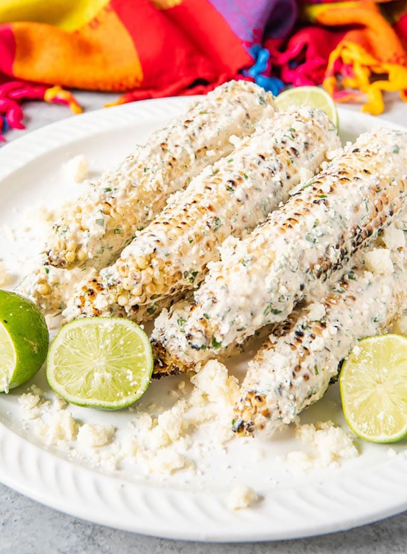 Mexican corn on the cob street food