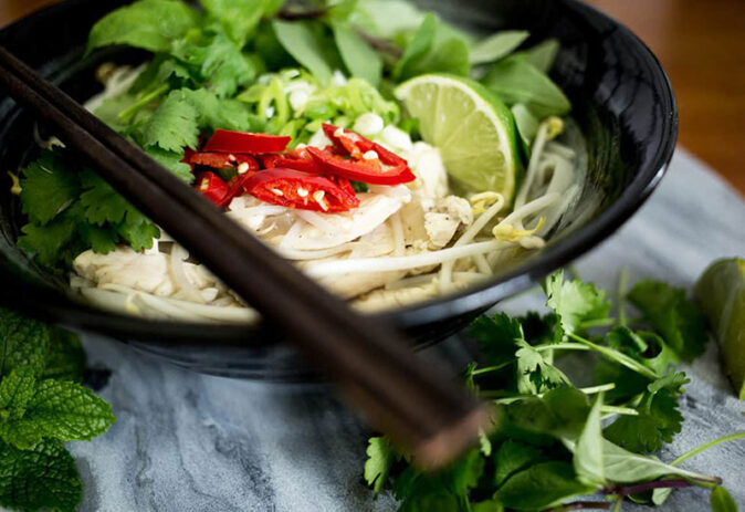 a bowl of Pho: popular Vietnamese street food