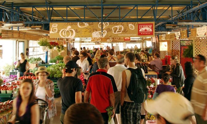 grabbing lunch at the market