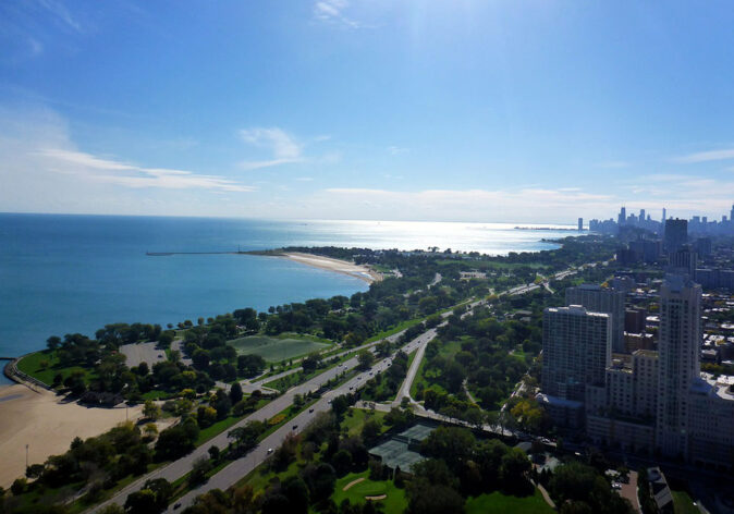 a view of Lake Michigan and the beaches a view of Lake Michigan and the beaches