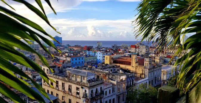 an aerial view of Havana with trees in the foreground