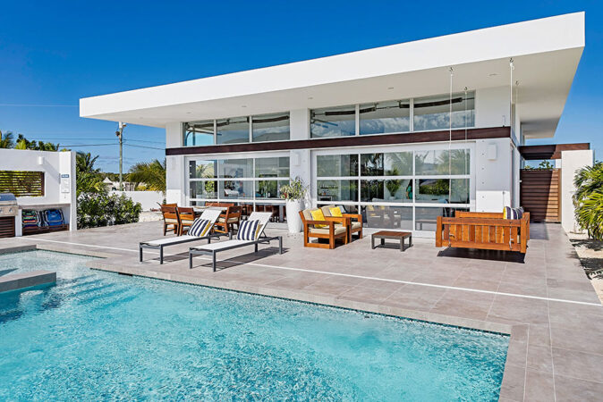 the pool area of one of the White Villas on the Turks & Caicos Islands the pool area of one of the White Villas