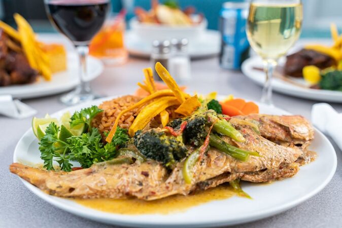 delicious food in the Turks and Caicos a plate of delicious food in the Turks and Caicos