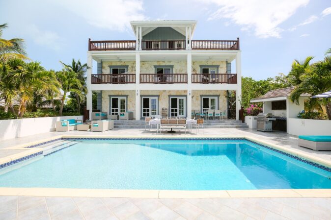 pool area of Villa Vieux Caribe in the Turks & Caicos pool area of Villa Vieux Caribe in the Turks & Caicos