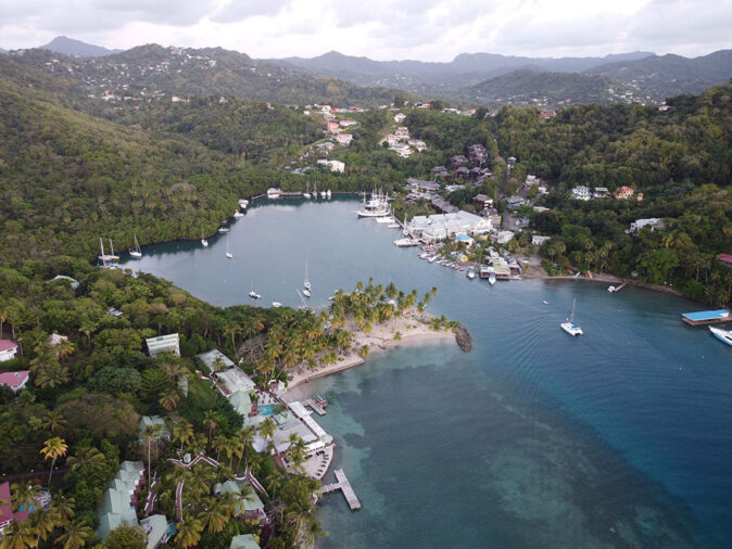 Marigot Bay with the marina in the background and anchorage in the foreground Marigot Bay with the marina in the background and anchorage in the foreground