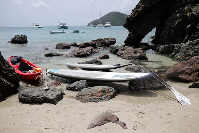The BVI is one of the best Caribbean islands for sailors paddle boards and a kayak in the BVI