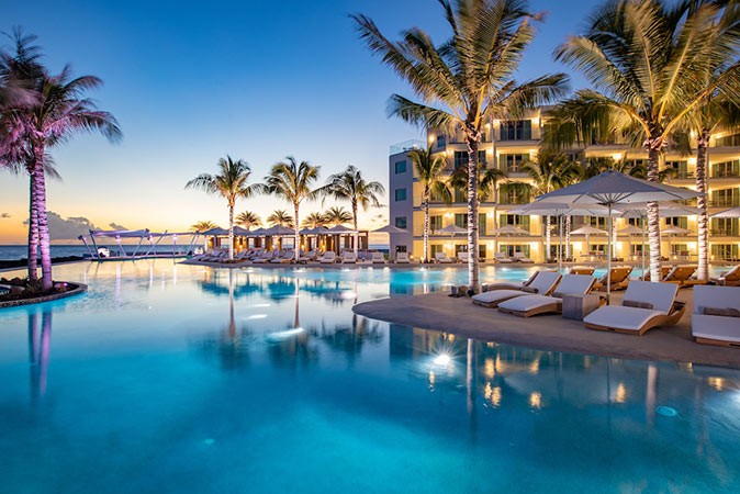 A view of The Morgan Resort in St Maarten after sunset A view of The Morgan Resort in St Maarten after sunset