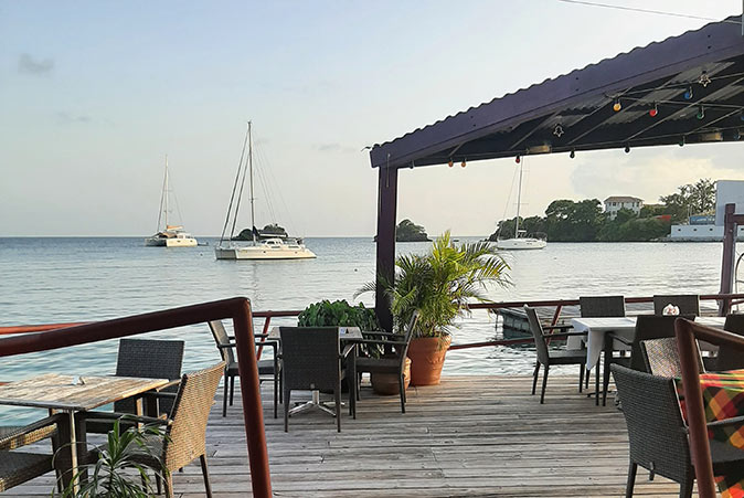 a view from the restaurant towards the True Blue Bay anchorage a view from the restaurant towards the True Blue Bay anchorage
