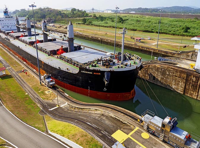 a ship going through the Panama canal a ship going through the Panama canal