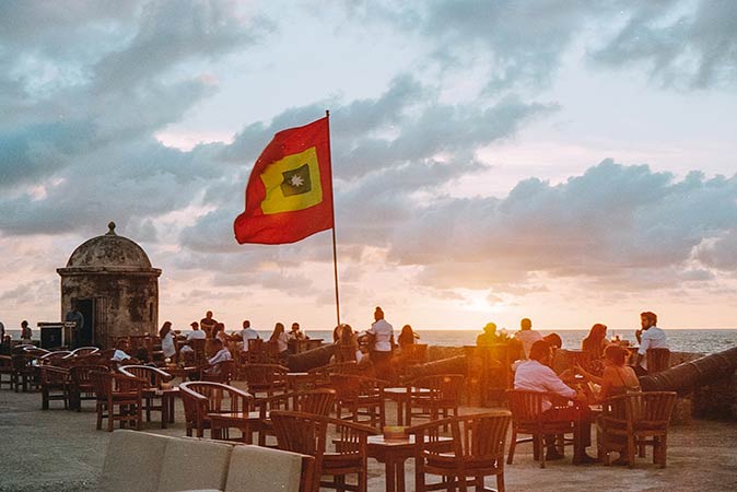 Sunset at a rooftop bar in Cartagena Sunset at a rooftop bar in Cartagena