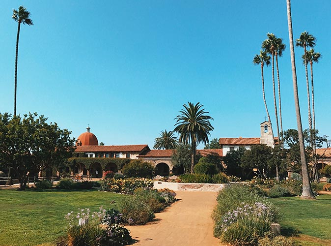 the exterior of Mission San Juan Capistrano