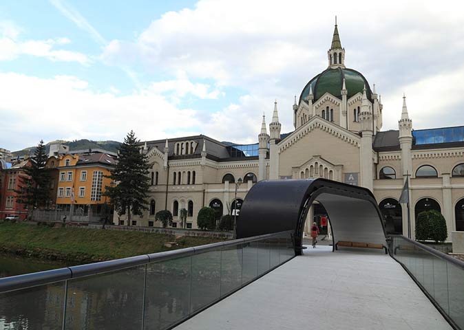a modern bridge in Sarajevo