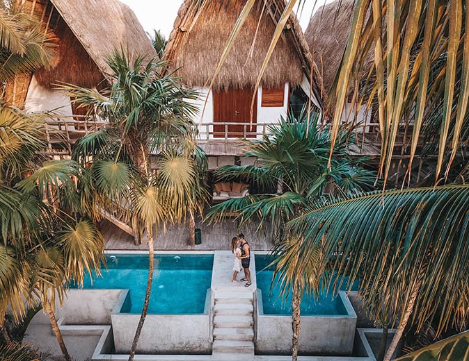 a couple at the La Valise Boutique Hotel in Tulum