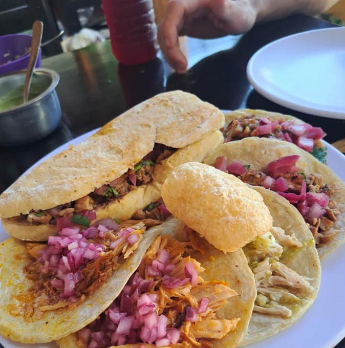 a plate of tacos at Taquería Honorio
