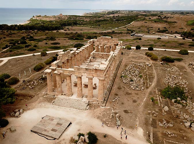 Selinunte, one of the places to visit in Sicily an aerial shot of the Acropolis of Selinunte