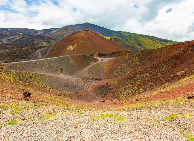 Mount Etna, a must visit in Sicily the Etna volcano with a cloudy sky