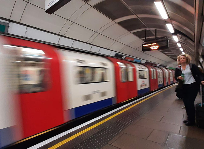 A moving metro in the London Underground