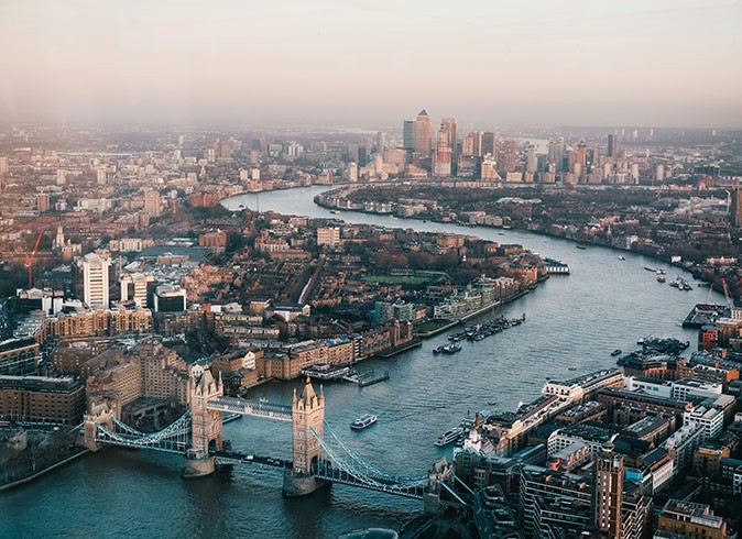 Aerial view of London, England