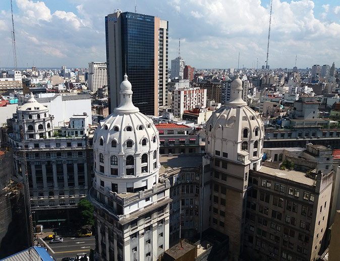 The skyline of Buenos Aires, Argentina The skyline of Buenos Aires, showing many white, gray and beige buildings