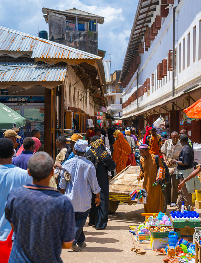 A crowded street in a city in Africa