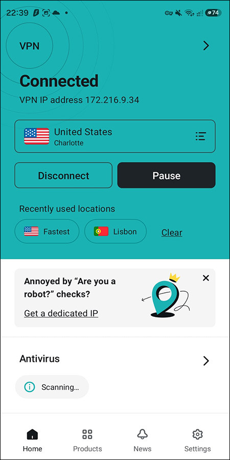 Using a VPN on a mobile phone A VPN screen on a mobile phone