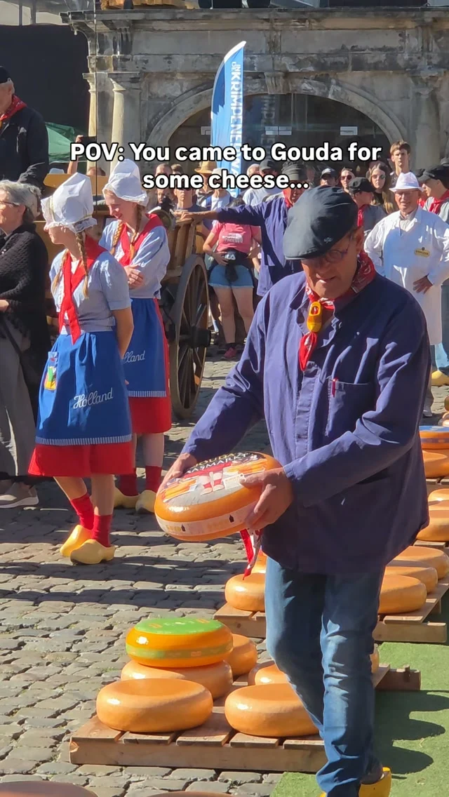 Looking for unique things to do in the Netherlands? Put the Gouda Cheese Market on your list. 🧀🇳🇱

Every summer, Gouda's historic market square comes alive with a traditional cheese market, where the old-fashioned cheese trading process is reenacted. You'll see farmers bring their large wheels of Gouda cheese to the square, buyers inspect the cheese and negotiate prices, and the cheeses are eventually transported away by horse and carriage.

It's a fun way to experience a little piece of Dutch history. And, yes, there's plenty of cheese to see (and buy!).

📍 Where: Markt, Gouda, the Netherlands
📅 When: Thursday mornings during the summer season
⏰ When to go: Be there at 10am if you want to watch the reenactment

And don't just leave after the cheese market! Gouda is worth exploring, with beautiful canals, historic buildings, the impressive St. John's Church, nice cafés and plenty of places to try Dutch cheese. 🧀

🚆 Getting there: Gouda is easy to visit by train from other Dutch cities, making it a great addition to a Netherlands itinerary and an easy day trip.

Save this for your next trip to the Netherlands! 🇳🇱

#gouda 
#netherlands 
#traveleurope