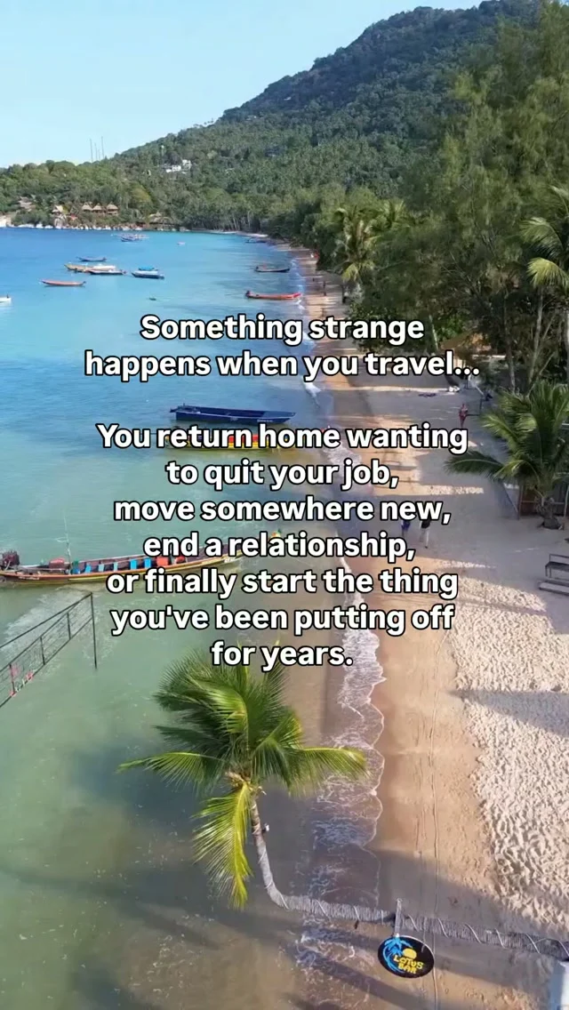Have you ever come home from a trip and suddenly questioned everything?

Travel has a funny way of doing that. 🌎

When you're away from your normal routine, you get a little distance from the life you've built. You're surrounded by different people, different ways of living, and experiences you don't normally make time for.

And sometimes that makes you realize that the thing you've been calling a "dream" for years is actually something you could start working toward.

Maybe it's finally moving abroad.
Maybe it's changing careers.
Maybe it's ending something that no longer makes you happy.
Or maybe it's simply making more time for the things you enjoy.

Travel doesn't always change your life. Sometimes it just makes you realize that you want to change it yourself.

#whytravel 
#improveyourself 
#traveler 
#changeisgood